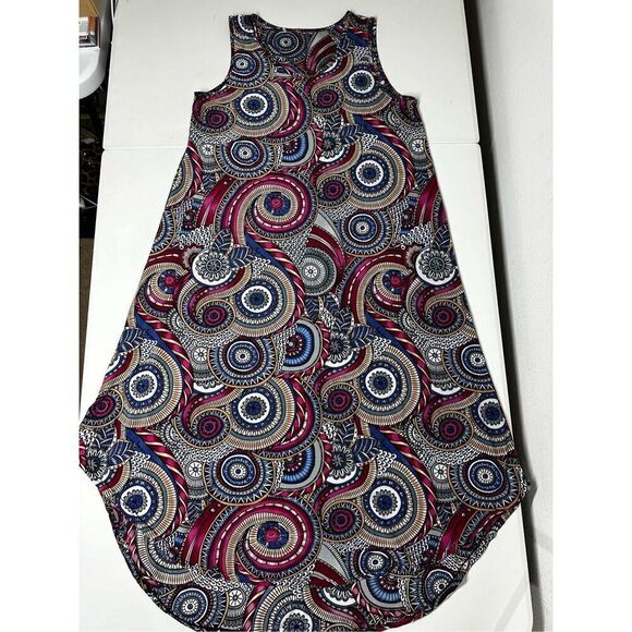 Women Vintage Style Sleeveless Elegant Size L Dress Bohemian Geometric Pattern - Picture 5 of 11